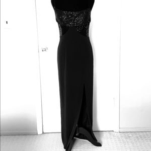 Beaded Evening Gown With Peek a Boo Split